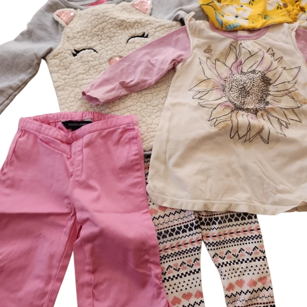 Girls Mixed Bundle Sz 12M VGUC Dress Heart Leggings Tops Ralph Lauren Burts Bees